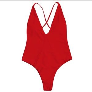 NWT Red hot one piece swimsuit cross back